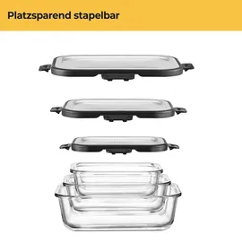 SILBERTHAL Frischhaltedosen Set Glas mit Edelstahl - Schwarz