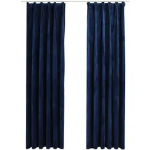 vidaXL Verdunkelungsvorhänge Haken 2 Stk. Samt Dunkelblau 140x245cm