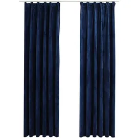 vidaXL Verdunkelungsvorhänge Haken 2 Stk. Samt Dunkelblau 140x245cm