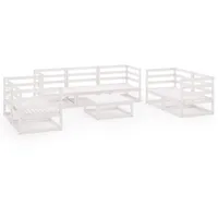 vidaXL 8-tlg. Garten-Lounge-Set Weiß Massivholz Kiefer