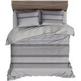 Traumschlaf Premium Bettwäsche Streifen Grau 200 x 220 cm + 2 x 80 x 80 cm