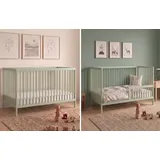 Kids Collective Babybett Kinderbett Gitterbett mit Rausfallschutz Baby Bett | stabiles Buchenholz | Juniorbett | Europe | Kinderzimmer Jugendzimmer... | Grün