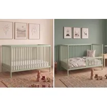 Kids Collective Babybett Kinderbett Gitterbett mit Rausfallschutz Baby Bett | stabiles Buchenholz | Juniorbett | Europe | Kinderzimmer Jugendzimmer... | Grün