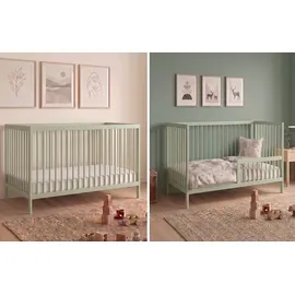 Kids Collective Babybett Kinderbett Gitterbett mit Rausfallschutz Baby Bett | stabiles Buchenholz | Juniorbett | Europe | Kinderzimmer Jugendzimmer... | Grün