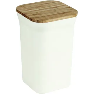 Jocca Faser Container für die Lagerung mit Holz Deckel Dekoration 11,6 x 11,6 x 18,5 cm, Bambus, Beige, 11,6 x 11,6 x 19 cm