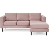 KONSIMO Ecksofa TOZZI, universelles Design, Seite ist universell, hohe Beine rosa