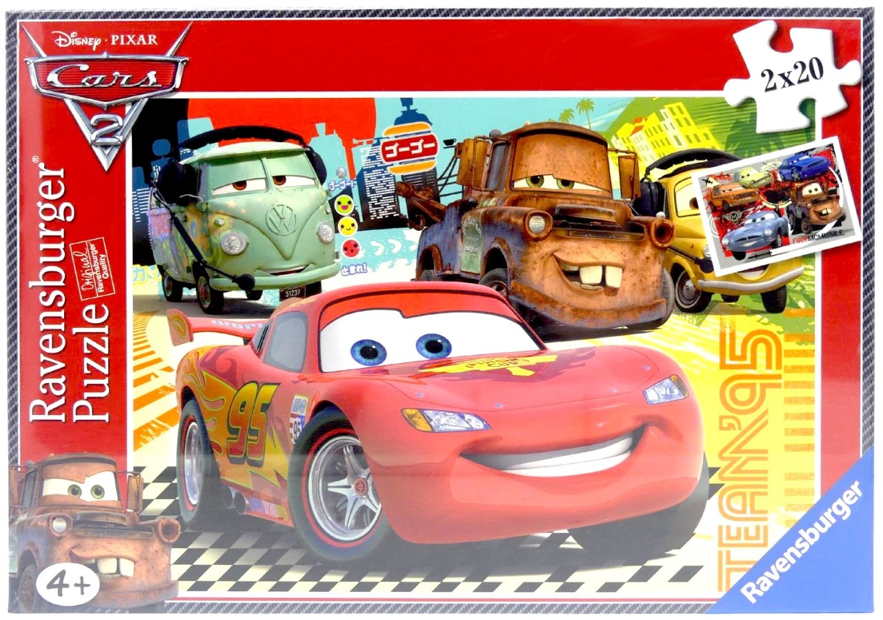Ravensburger Puzzle Pixar Cars 2 Neue Abenteuer 091690 Autorennen 2 x 20 Teil...