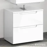 evineo ineo5 Unterschrank B: 60 cm, 2 Auszüge, mit Griffmulde, ohne Waschtischanbindung BE0314WH