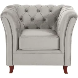 Home Affaire Chesterfield-Sessel HOME AFFAIRE "Reims Cocktailsessel, Sessel", grau (hellgrau), B:98cm H:76cm T:88cm, Samtoptik (100% Polyester), Sessel, mit echter Chesterfield-Knopfheftung, hochwertige Verarbeitung
