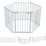 VOUNOT® VOUNOT Kaminschutzgitter Freistehend mit Tür, 375cm inkl. 6 Elementen, Weiß