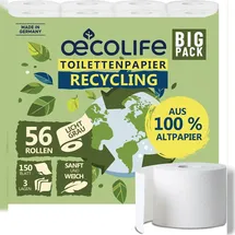 œcolife Recycling Toilettenpapier 3-lagig 56 Rollen