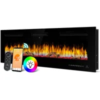 KESSER KESSER® Elektrokamin Wandkamin Elektrischer Kamin mit Heizung 9 Farbmodi LED flammeneffekt, 900/1800 W Kaminofen Wand und einbaukamin Wandmontage Heizung App-Funktion Fernbedienung Touchscreen