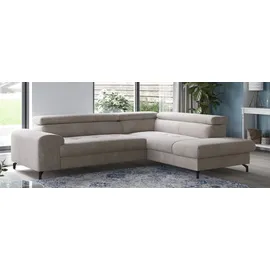 Cotta Ecksofa COTTA "Aura L-Form, B: 260 cm", beige (sand), B:260cm T:210cm, Sofas, Ecksofa, mit Bettfunktion, Bettkasten & Kopfteilverstellung
