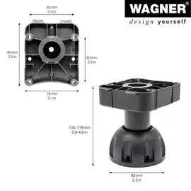 Wagner Küchenfuß/Möbelfuß KÜCHEN VERSTELLFUSS - Kunststoff, schwarz, Ø 80 x 100-120 mm, Anschraubplatte Ø 12039200