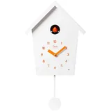 Cuco Clock Wanduhr Kuckucksuhr REIHENHAUS mit Pendeluhr Wanduhr, Moderne Schwarzwalduhr (28,3 × 22,8 × 10,4cm, mit Nachtruhefunktion, Vogelgezwitscher)