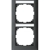 Merten Rahmen 2fach mit Beschriftungsträger, senkrechte Montage, anthrazit