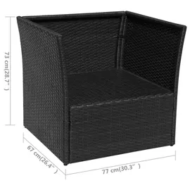 vidaXL Gartensessel mit Fußhocker schwarz
