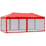 vidaXL Partyzelt Faltbar mit Mesh-Seitenwänden Rot 3x6 m