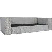 vidaXL 3-Sitzer-Sofa mit Kissen Grau Natürliches Rattan