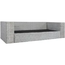 vidaXL 3-Sitzer-Sofa mit Kissen Grau Natürliches Rattan