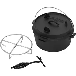 BBQ Set Dutch Oven Topf Gusstopf Feuertopf Schmortopf Kochtopf Gusseisen 4,2L