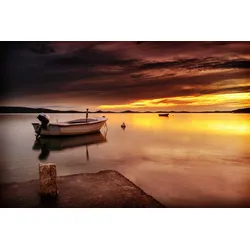 Fototapete PAPERMOON "SEE-NATUR LANDSCHAFT MEER SONNENUNTERGANG WOLKEN HIMMEL", bunt, B:2,50m L:1,86m, Vlies, Tapeten