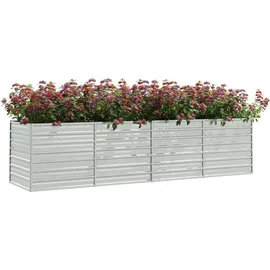 vidaXL Garten-Hochbeet verzinkter Stahl rechteckig 320 x 80 x 77 cm Silber