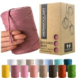 MeriWoolArt® Premium Makramee Garn Violett - Makramee Baumwollgarn 3mm x 200m - Super weiches Garn, einfach gedrehte Makramee Schnur - 100% Baumwolle für DIY Boho Deko Handwerk