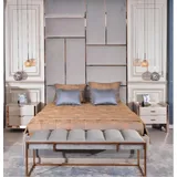 Xlmoebel Schlafzimmer-Set Elegantes Schlafzimmer-Ensemble in edlem Beige mit Nachttischen, (4-tlg., Set 5tlg Schlafzimmer (Kopfteil + Bett + 2xNachttische + Bank), Hergestellt in Europa beige