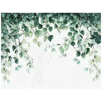 WallArena Fototapete Blätter Grün Nature Wohnzimmer Vliestapete 350x250 cm