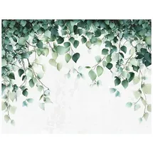 WallArena Fototapete Blätter Grün Nature Wohnzimmer Vliestapete 350x250 cm