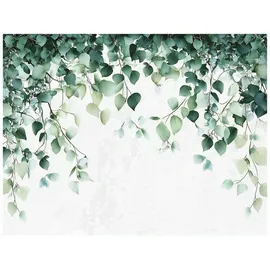 WallArena Fototapete Blätter Grün Nature Wohnzimmer Vliestapete 350x250 cm