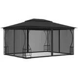 Gartenpavillon Pavillon 3x3/3x4 m Partyzelt Pavillon mit 4 Vorhängen Netzfenste