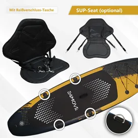 24move Standup Paddle SUP Board Set 320 x 80 x 15 cm schwarz/gelb