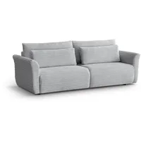 Beautysofa Schlafsofa, Hellgrau, 3-Sitzer, 240x92x108 cm, Wohnzimmer, Sofas &