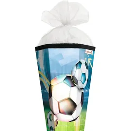 ROTH Schultüte groß Fußball 85 cm eckig Rot(h)-Spitze Tüllverschluss Zuckertüte Schulanfang