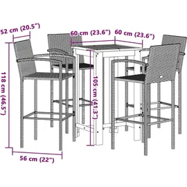 vidaXL Gartenbar-Set 5-tlg. Grau