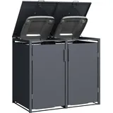 Green Spirit® 2er Mülltonnenbox 120/240 l Stahl Anthrazit Gasdruckfeder - Grau