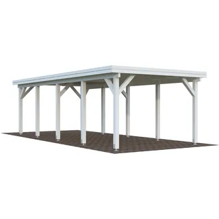 Einzel-Carport 315 x 732 cm Weiß lackiert