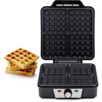 alpina Waffeleisen Belgische Waffel - Waffeln Maschine - Waffle Maker mit Antihaftbeschichtung - für bis zu 4 Waffeln - Waffelmaker 1200W - Klein – Schwarz