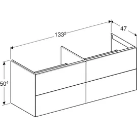 Geberit Waschtischunterschrank 4 Schubladen 133,2 x 50,4 x 47 cm Greige Matt