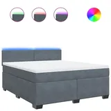 vidaXL Boxspringbett mit Matratze Dunkelgrau 180x200 cm Samt