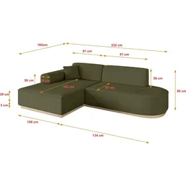 altdecor Ecksofa Ottomane Links IREA-L1 232x165x80 cm Grün