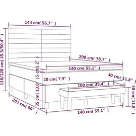 vidaXL Boxspringbett 140 x 200 cm Dunkelblau