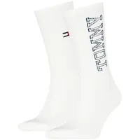 Tommy Hilfiger Socken TH UNI TJ SOCK 2P TOMMY (2-Paar) mit auffälligem Schriftzug-Design blau 39-42