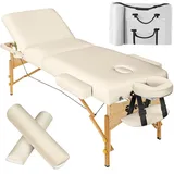 Tectake tectake® 3 Zonen Massageliege-Set Somwang mit Holzgestell, 218 x 102 x 90 cm