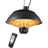 DONYER POWER Elektrischer Halogen-Röhren, hängender Terrassenheizer, 2000 W, wasserdicht, IP24, Deckenmontage, für Außen- und Innenbereich, mit Fernbedienung