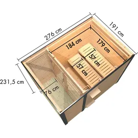 Karibu Saunahaus Ares 1 - Hybridhaus mit Metallrahmen - 38 mm Holz-Ausführung: anthrazit Blech-Ausführung: anthrazit Ohne Ofen