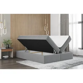 Fun Möbel Boxspringbett Schlafzimmerbett PRIMA 120x220cm Stoff Schwarz inkl. Bettkasten