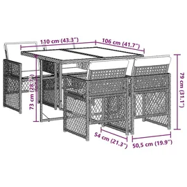 vidaXL Gartenmöbel Set 5-tlg. Schwarz